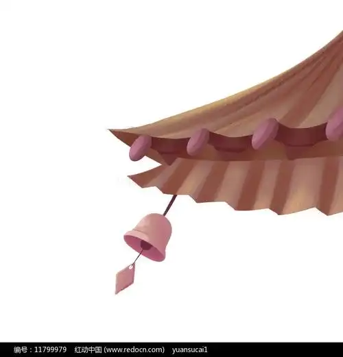 卡通手绘挂着铃铛的屋檐免抠