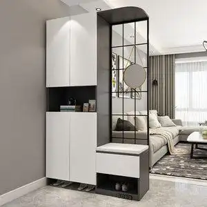 进门玄关柜鞋柜一体现代简约入户铁艺隔断柜客厅装饰柜北欧间厅柜