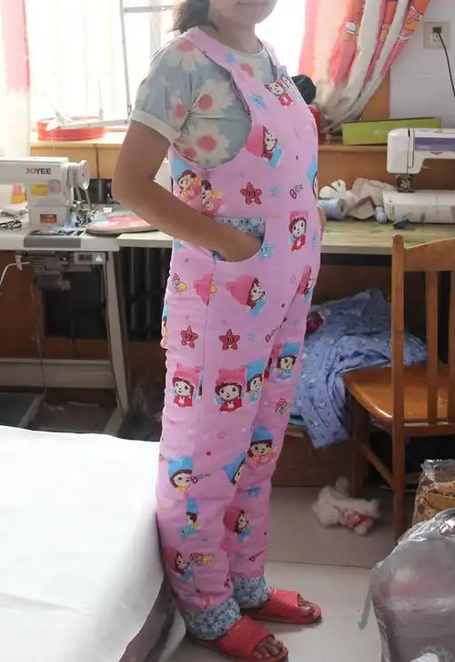 成人手工棉裤 手工棉花背带开档裤