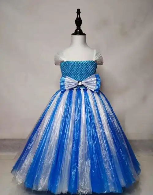 手工制作女生环保衣服材料diy男女童废物利用时装服装秀女孩幼儿半