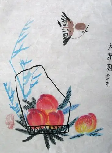 大寿图/少儿绘画作品/儿童画/网络美术馆_中国少儿美术教育网