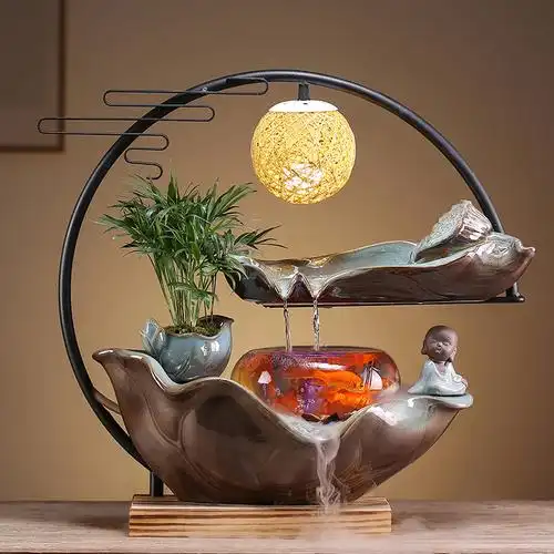 创意流水喷泉招财水景摆件桌面客厅办公室鱼缸摆件