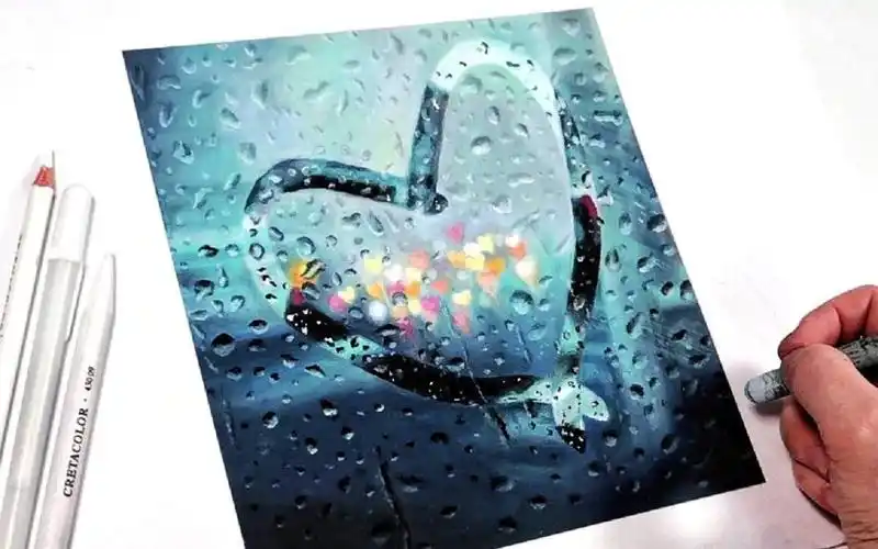 【油画棒过程】在起雾的玻璃窗上画个爱心