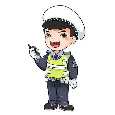 交通警察手拿对讲机卡通警察png素材卡通交警元素