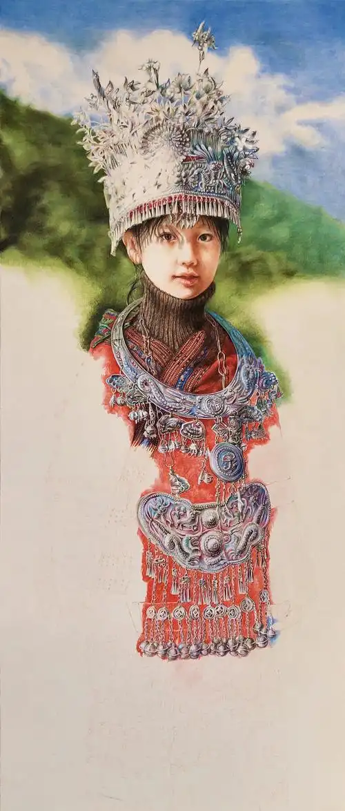 彩铅作品:苗族服饰-裴佳欣|纯艺术|绘画|一兮手绘 - 原创作品 - 站酷