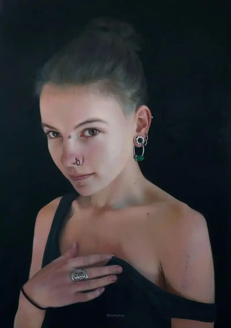 绘画丨超写实人物油画法国画家安妮罗达