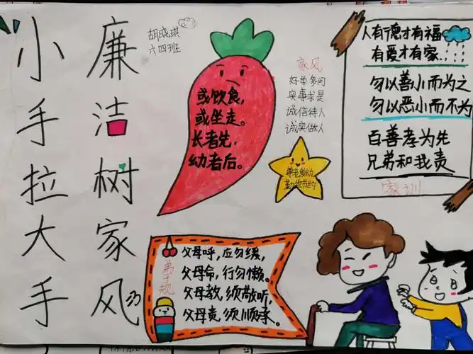 小手牵大手,廉洁树家风——清丰县马村乡中心小学手抄报活动