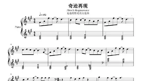 钢琴谱:毛华锋《奇迹再现》,迪迦奥特曼主题曲