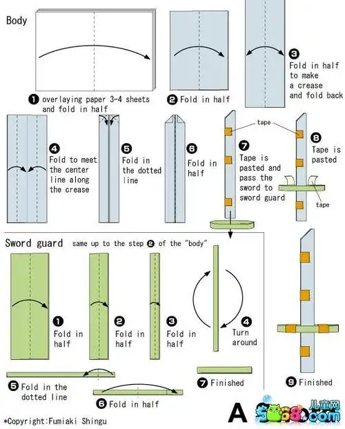 手工折纸剑教程分享_教你折厉害的宝剑