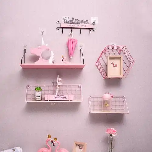 少女心房间布置ins网红壁挂可爱公主卧室墙面粉红色创意装饰挂件