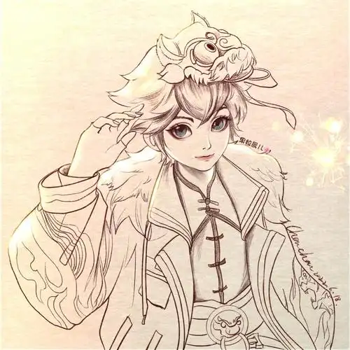 教你画王者荣耀英雄孙膑附过程图