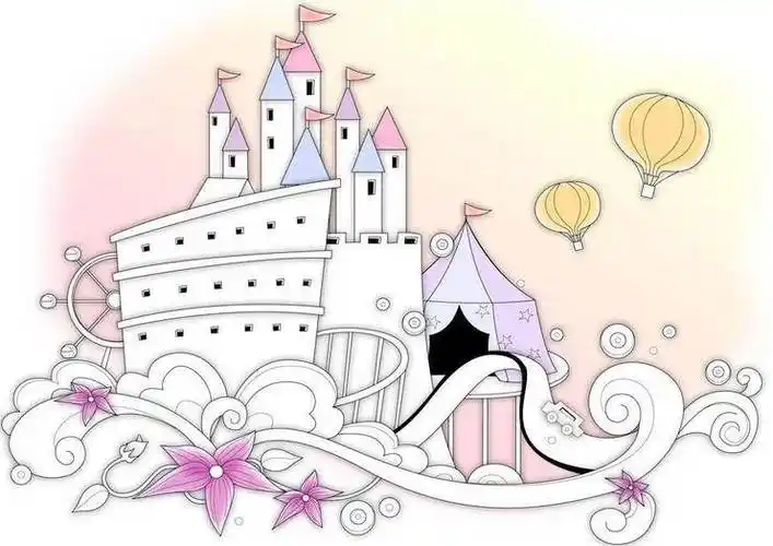 少儿美术儿童彩色笔画《城堡》简笔画公主城堡,简单易学一看就会