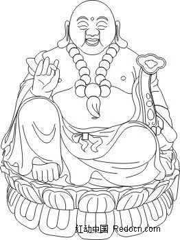 线描弥勒佛线描图