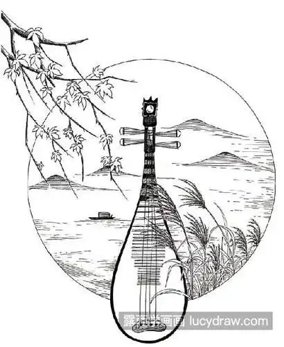 弹拨乐器琵琶简笔画