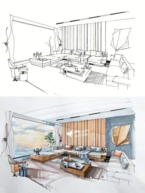 现代风格透视:两点透视#室内手绘  #现代风格  #装修设计  #设计