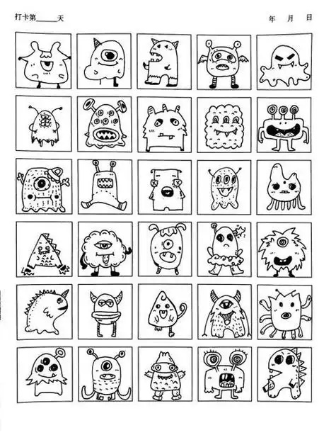 合体怪兽黑白简笔画最简单的(简笔画图片大全) -【爱个性】