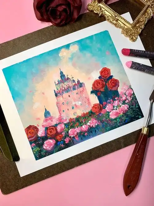 油画棒玫瑰城堡