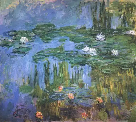 water lilies 莫奈油画作品,无水印高清大图 - 麦田艺术