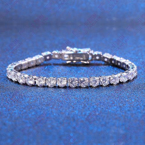 卡馥琳闪耀之星镶钻排钻手链 铂金白金莫桑石女30分简约仿真钻石