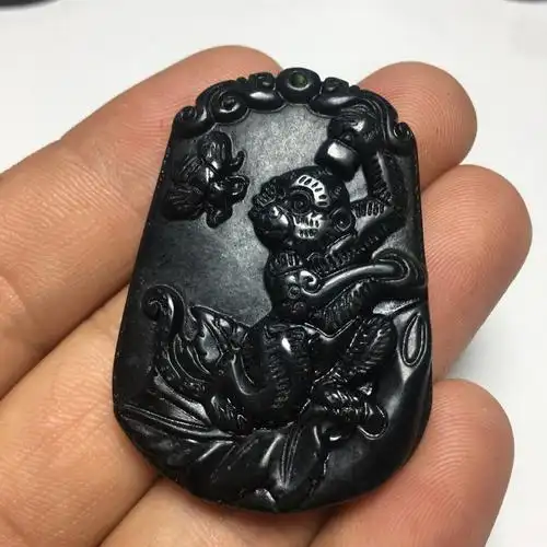 天然泰山墨玉 墨翠吊坠十二生肖项链配饰鼠牛虎兔龙蛇马羊猴鸡狗