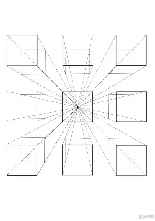 临摹一点透视正方体—绘画基础透视的练习