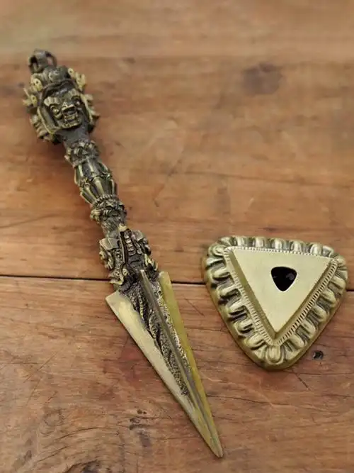 金刚合金三面普巴杵降魔杵密宗法器藏传佛教用品摆件