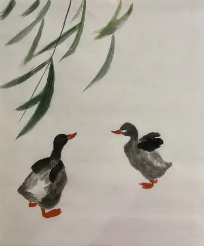 新视觉美术中心成人国画课堂《鸭子的画法》习作