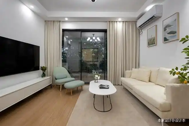 平米装修案例_效果图 - 两房改三房,妙用玻璃窗解决采光问题 - 设计本