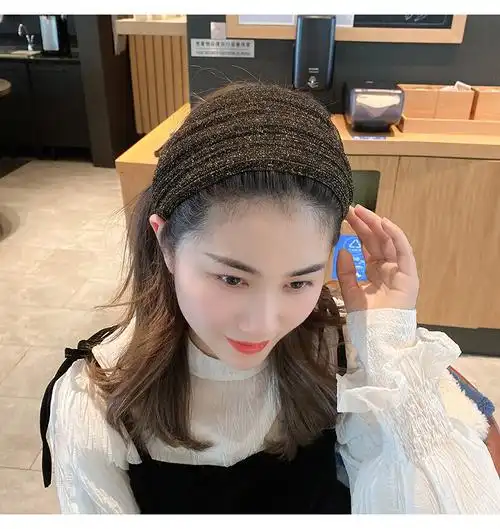 遮白发神器头饰宽发箍女头箍压发发饰头箍遮盖白发薄款发卡发带 米