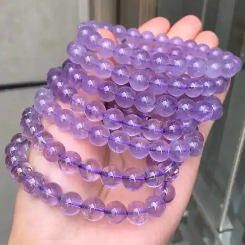 纯天然紫晶薰衣草圆珠手链#结缘水晶  #结缘  #水晶结缘  #四叶草手链