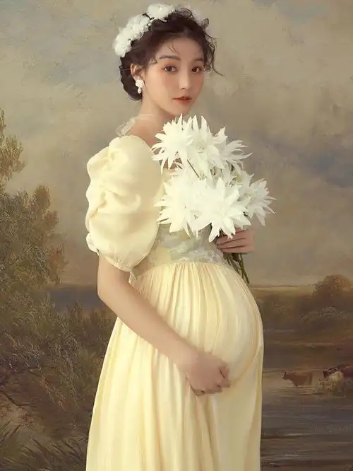 服装孕妇拍照服装唯美婚纱裙影楼孕期大肚艺术照写真礼服准妈咪摄影服