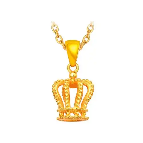 手拉手slaso黄金皇冠吊坠女士3d硬金立体皇冠吊坠心足金999皇冠吊坠