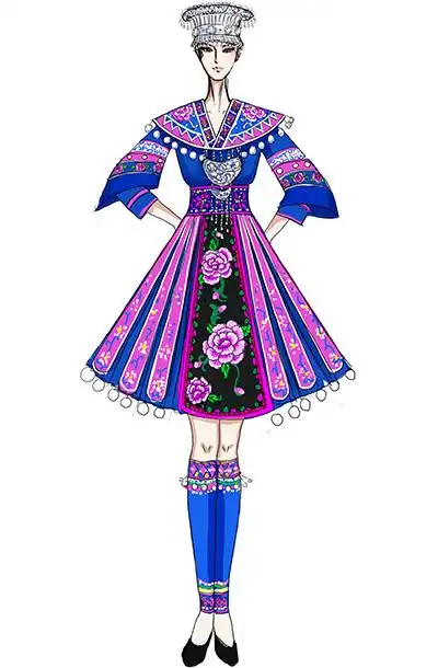 苗族舞服装女民族舞蹈演出服装苗族服定做