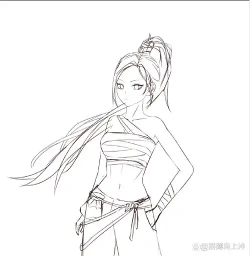 青蛇劫起🔥小青同人绘画教程 第一步:确定人物动态,画出草稿 第二步