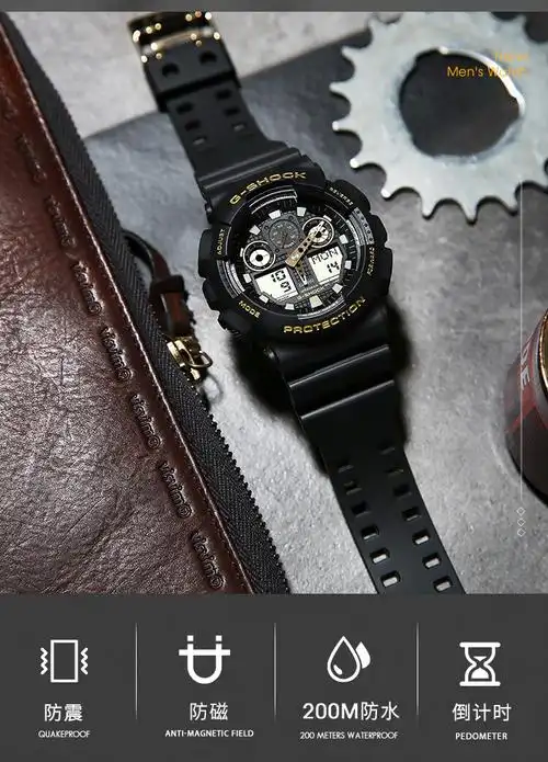 卡西欧(casio)男表 g-shock系列新款防水防震多功能双显时尚 ga-100