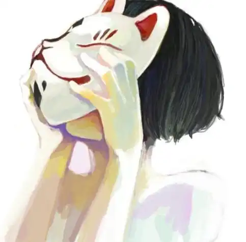 古风手绘女生头像面具