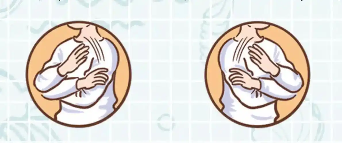 2.双手轮流轻拍自己的肩膀,左一下,右一下为一轮.