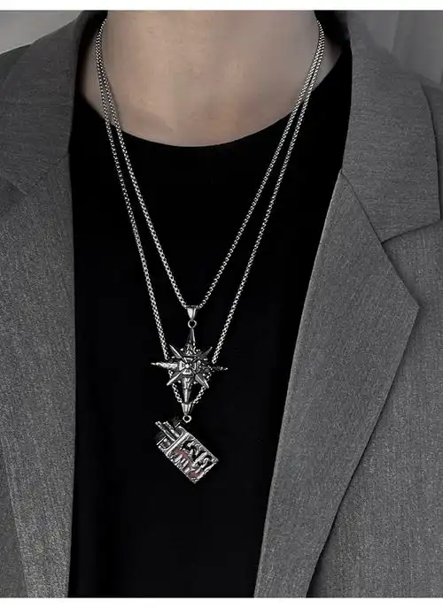 项链男潮嘻哈个性吊坠复古港风小众设计感搭配衣服女配饰潮牌百搭项链