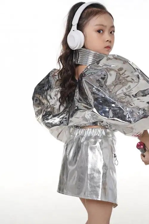 女童走秀礼服模特t台服装赛博朋克未来战士科技感演出服儿童元宇宙