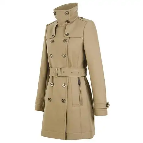 burberry 巴宝莉 女款驼色高领羊绒混纺 trench 风衣 39761351 06码