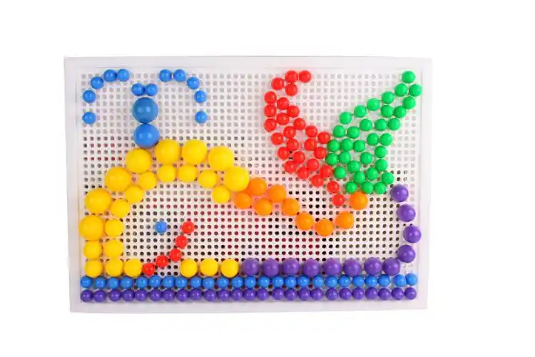 浙江金华供应 296粒蘑菇钉拼图益智玩具 早教教育玩具 积木玩具价格