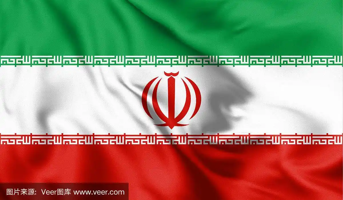 伊朗国旗在风中飘扬.背景丝绸质地.3 d演示.