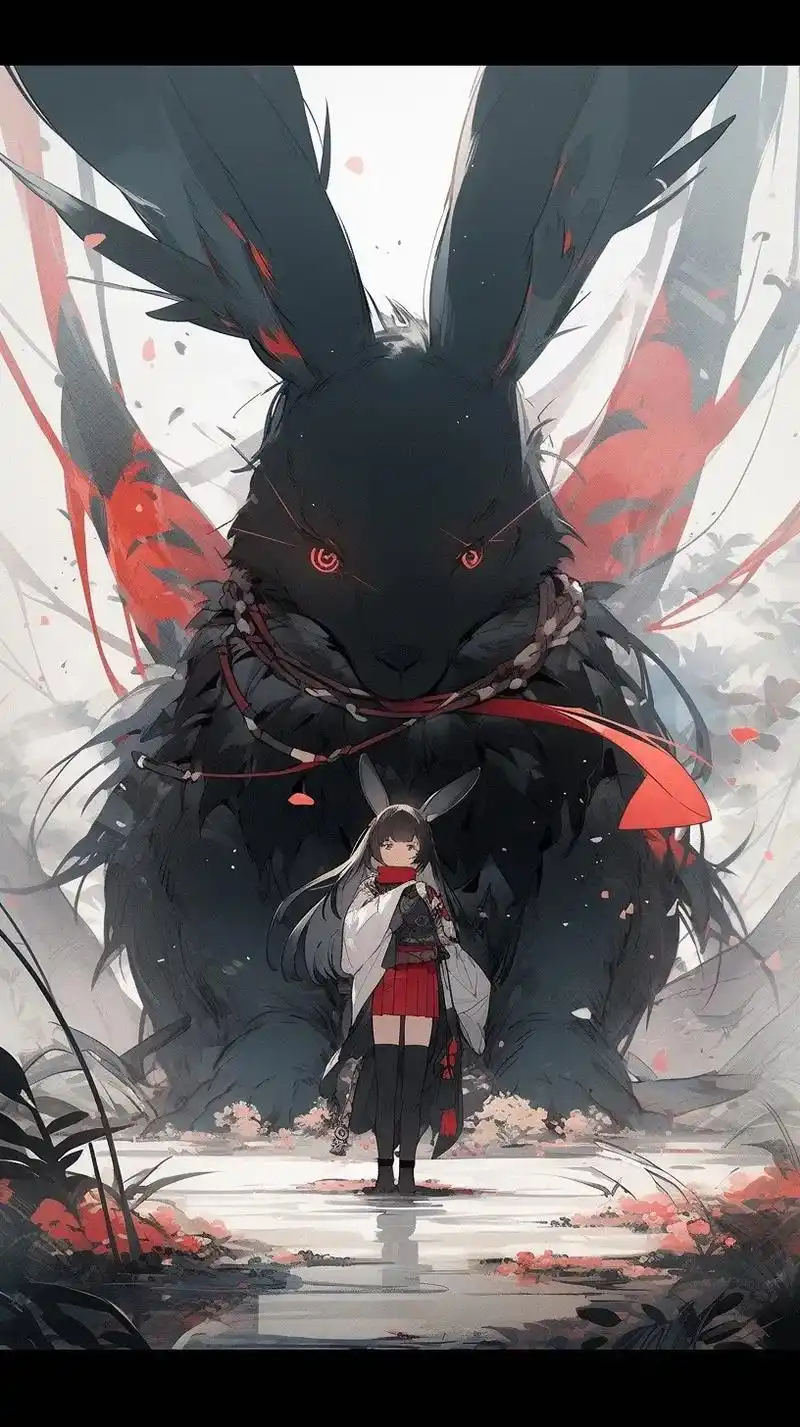 ai绘画丨兔子神灵丨水墨画丨壁纸.据说这种神灵具有带来好运, - 抖音