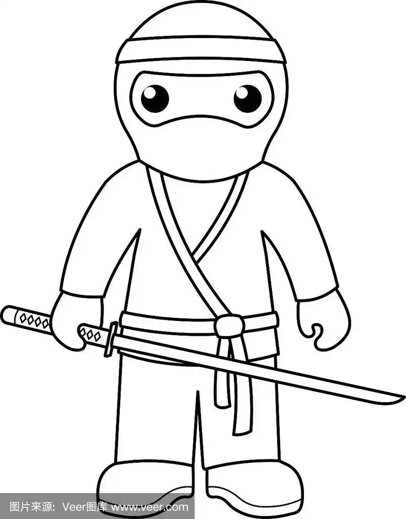 忍者-着色页的孩子