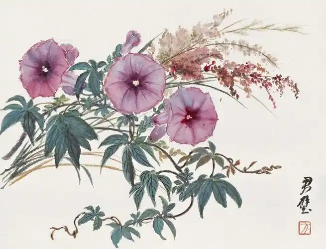 0204 牵牛花 镜心 设色纸本