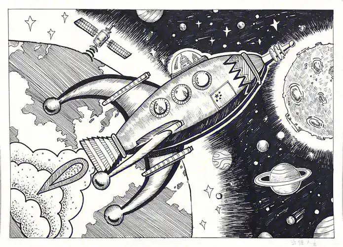 科幻画火星救援系列六幅作品