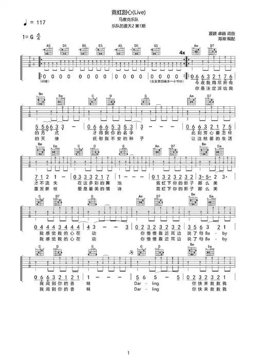 马赛克霓虹甜心吉他谱