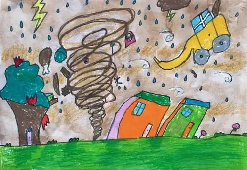 少儿书画作品-《龙卷风来啦》/儿童书画作品《龙卷风来啦》欣赏_中国