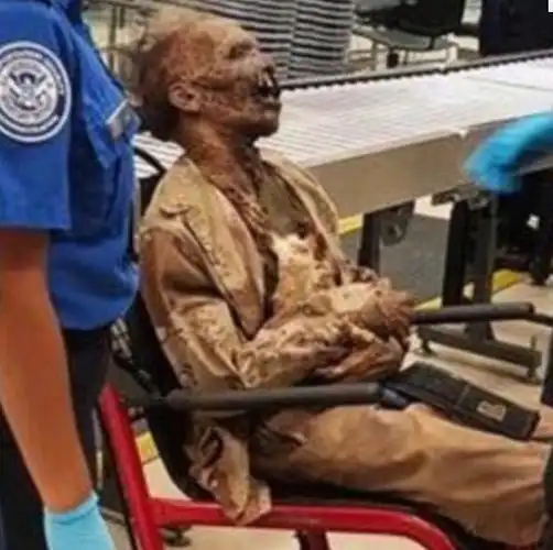 国际机场安检处迎来一名特殊的乘客:一具看上去高度腐烂的"尸体",将