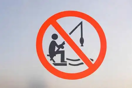 禁止捕鱼关闭禁止捕鱼的标志照片